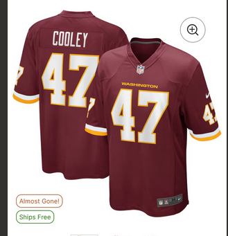 Men NFL Washington Redskins #47 Cooley red  2025 Nike jersey